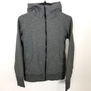 Lululemon Women Full Zip Scuba Hoodie Jacket Sz 6 Gray Athletic Casual Logo